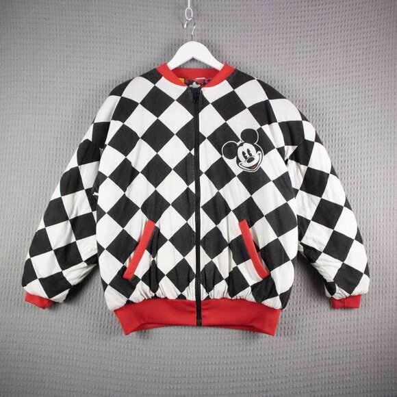 Disney Mickey Mouse Reversible Bomber Jacket Mens Medium 90s - Picture 1 of 8